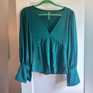 Free people, deep v corset top, kelly green